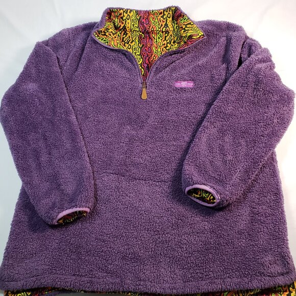 USA Palm Purple Sherpa Reversible Fleece Pullover Mens XLarge 1/4 Zip - Picture 1 of 9